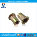 Brass flat head knurled body rivet nut